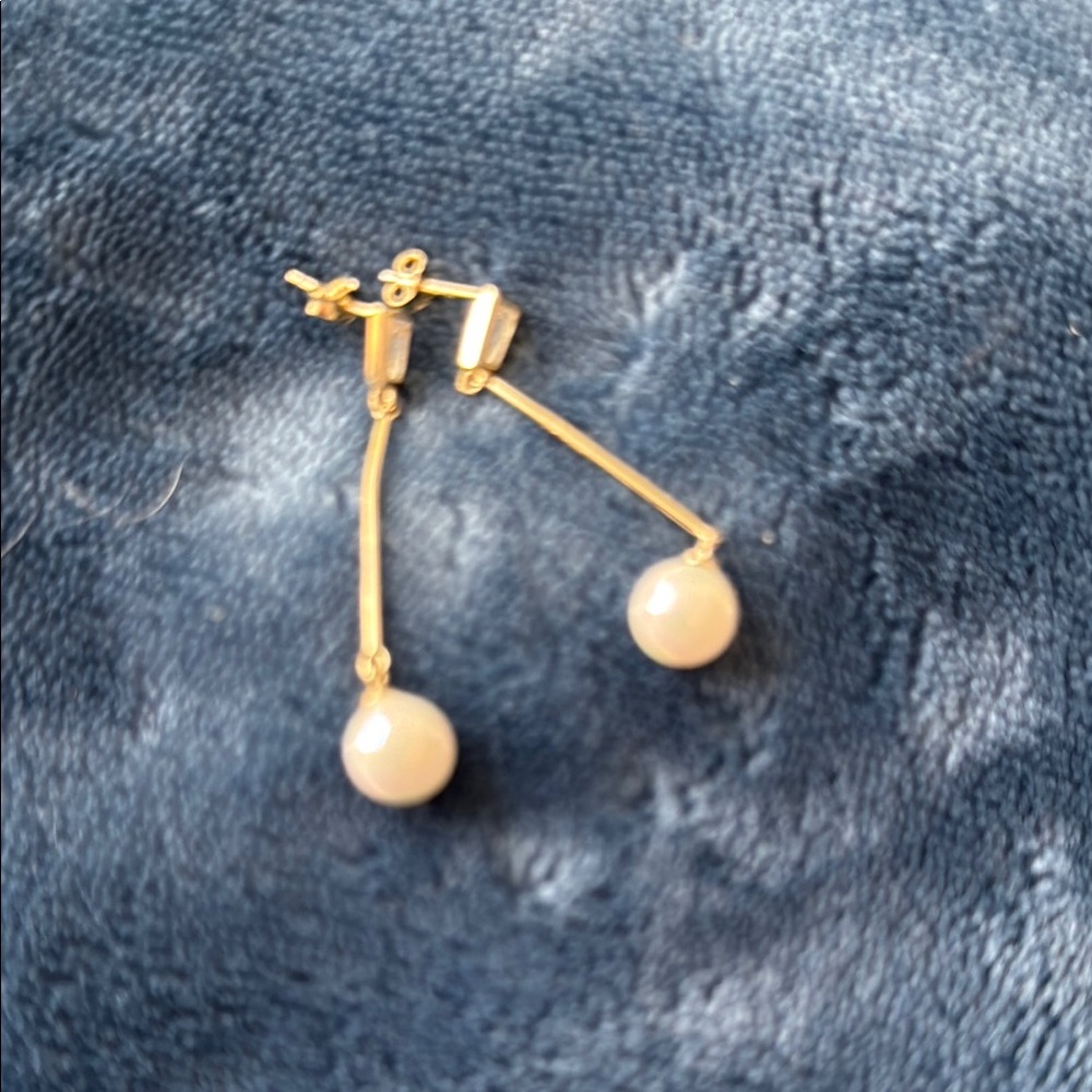 Elegant Gold and White Drop Earrings